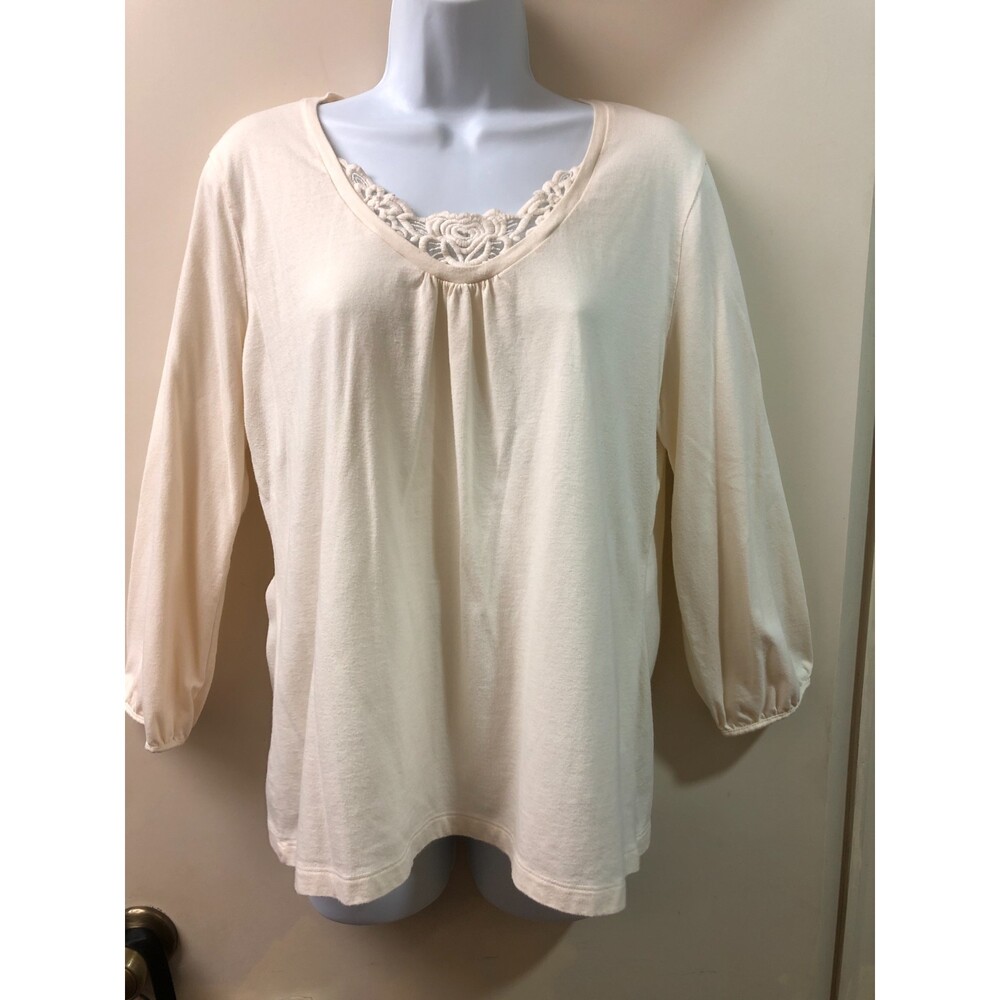 White Stagg Winter White Women's Embroidered Top Size L 12/14